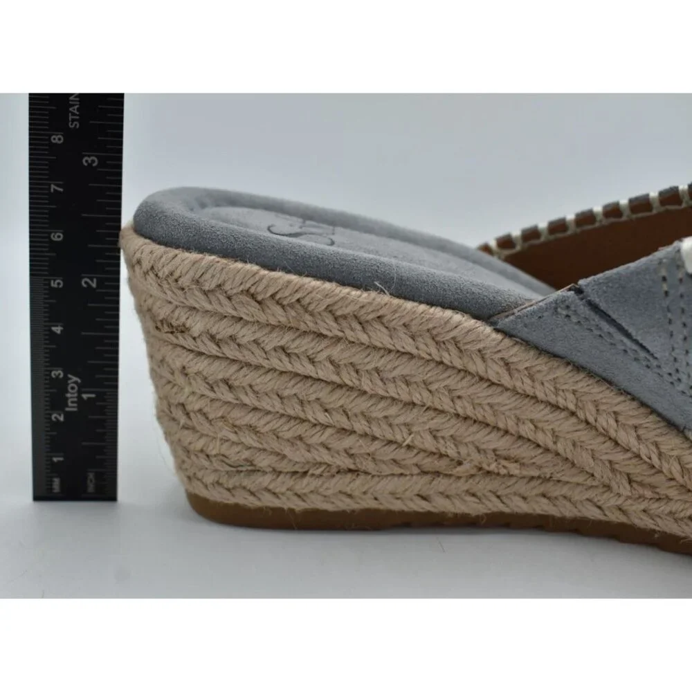 Sofft Women Size 8.5 Indie Blue Chambray Espadrille Wedge Open Toe Sandals Shoes